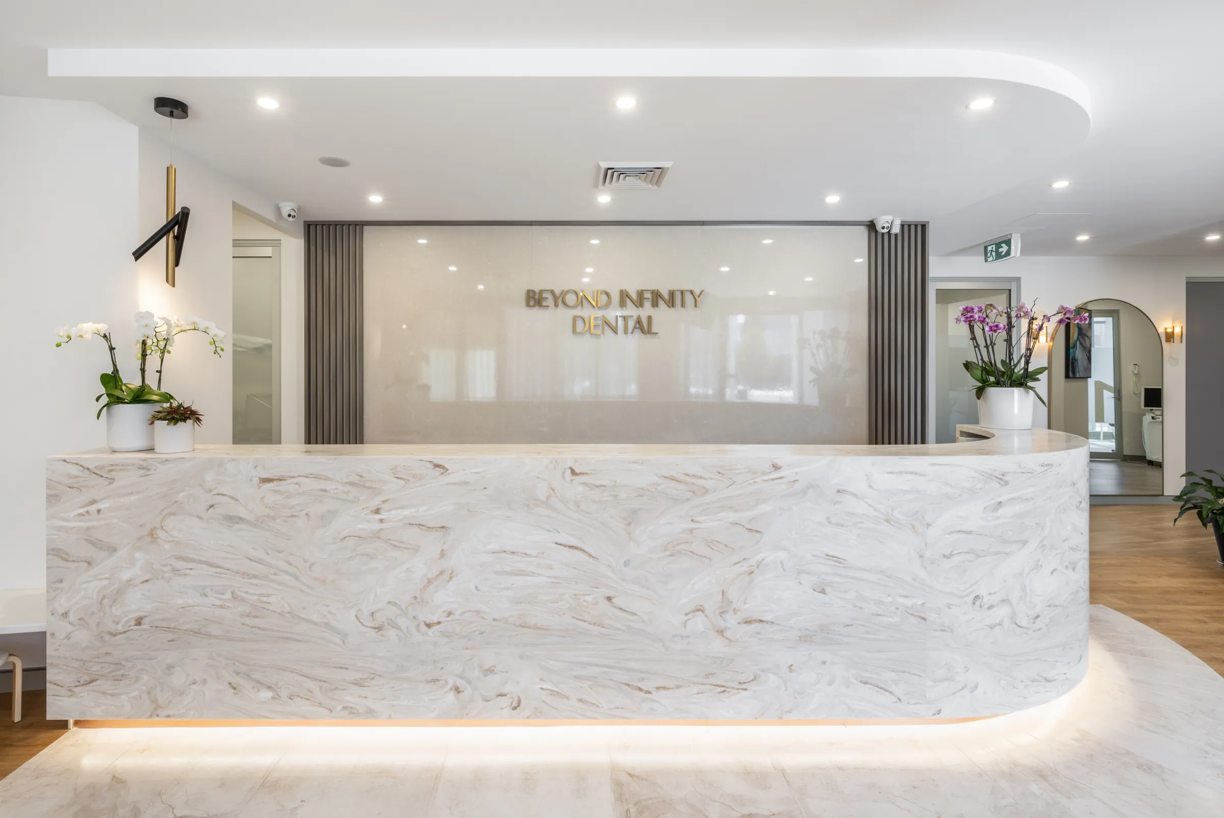 The reception desk at Beyond Infinity Dental